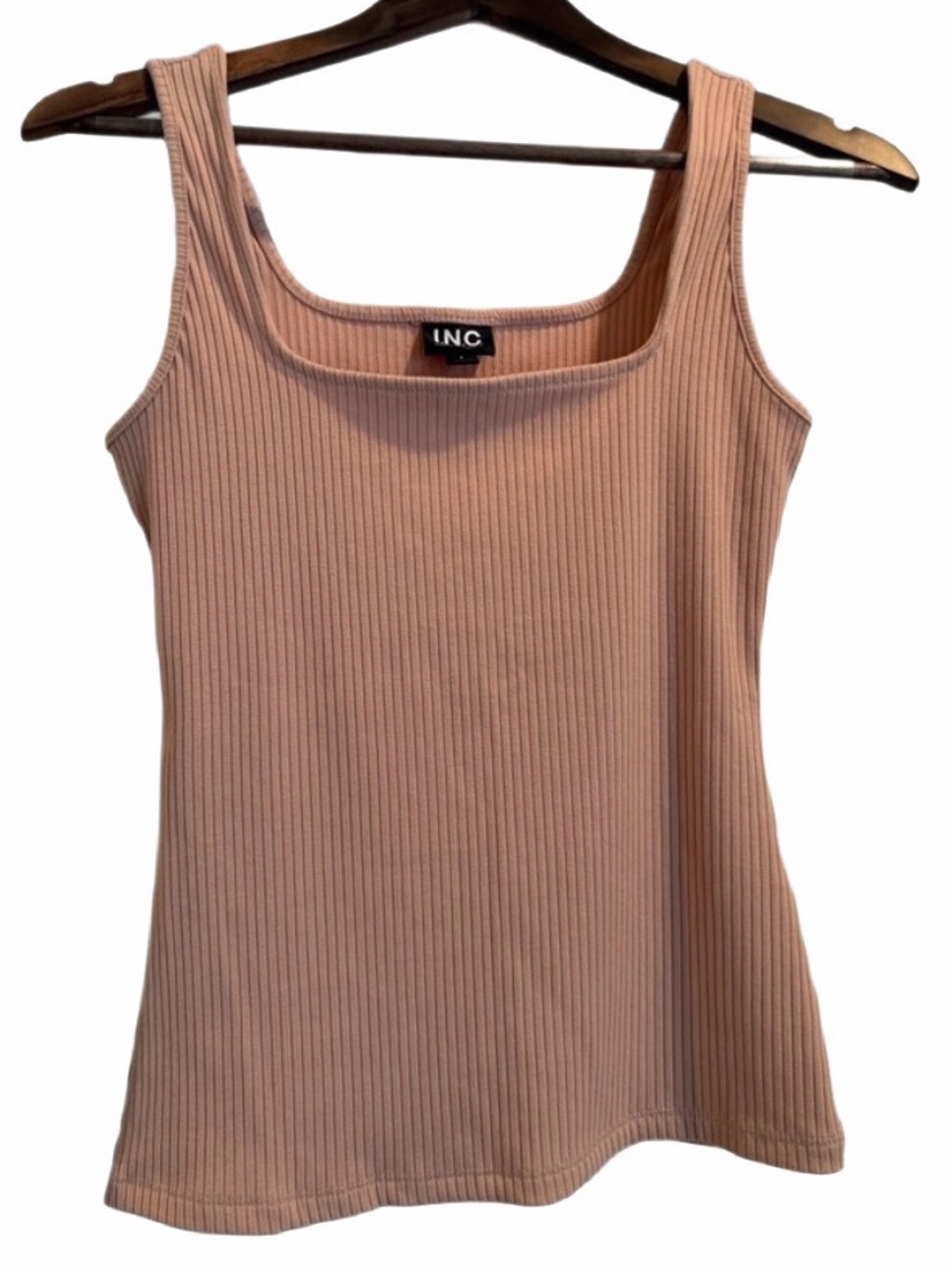 INC International Concepts Ribbed Square-Neck Tank Top - Dusty Blush